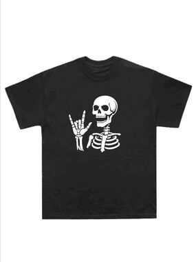 Rock On Skeleton T-Shirt – Black Gothic Skull Tee